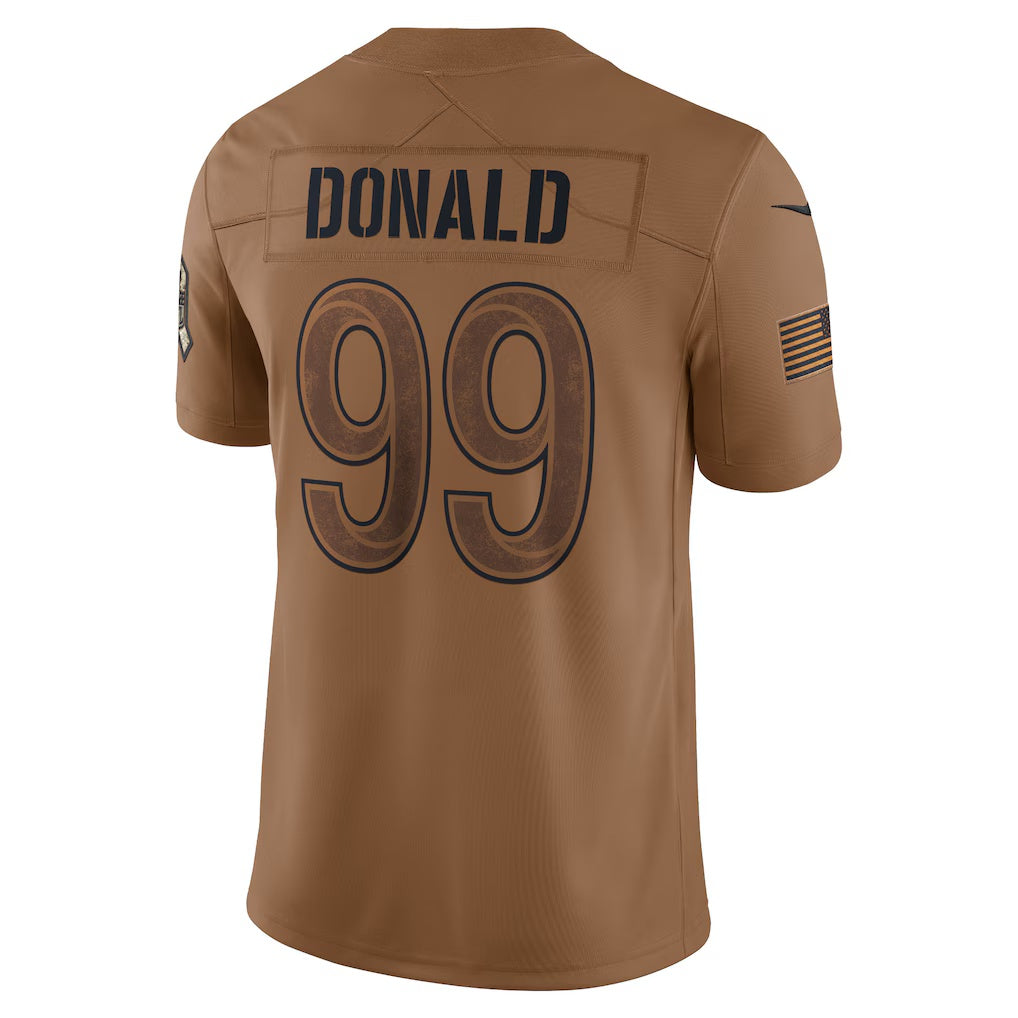 Kieara LA.Rams #99 Aaron Donald Brown Salute To Service Limited Jersey Stitched Jerseys