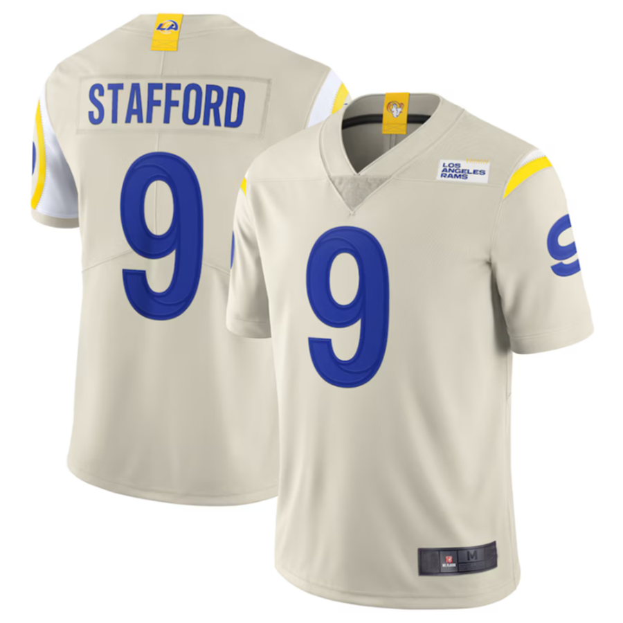 Kieara LA.Rams #9 Matthew Stafford Bone Vapor Limited Jersey American Stitched Jerseys