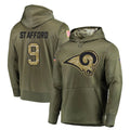 Kieara LA.Rams #9 Matthew Stafford Player Olive Salute to Service Pullover Hoodies Home Game Stitched Jerseys