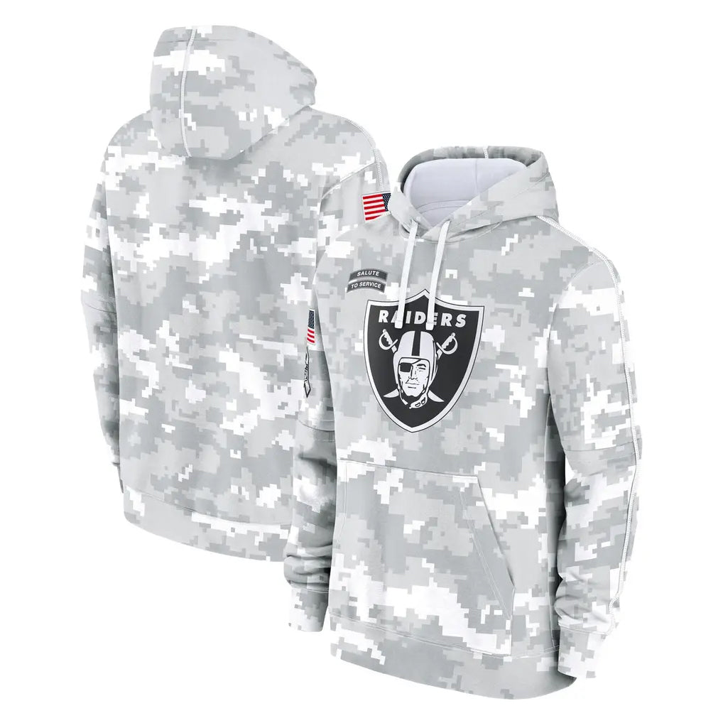Kieara LV.Raiders Arctic Camo Salute to Service Hoodies Limited Game Blank Player Stitched Jerseys