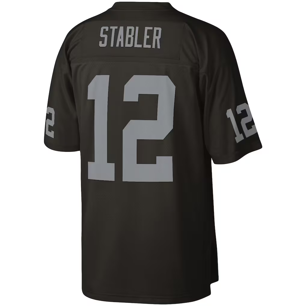 Kieara LV.Raiders #12 Ken Stabler Mitchell & Ness Black Legacy Replica Jersey