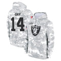 Kieara LV.Raiders #14 Matt Gay Player Arctic Camo Salute to Service Hoodies Limited Game Stitched Jerseys