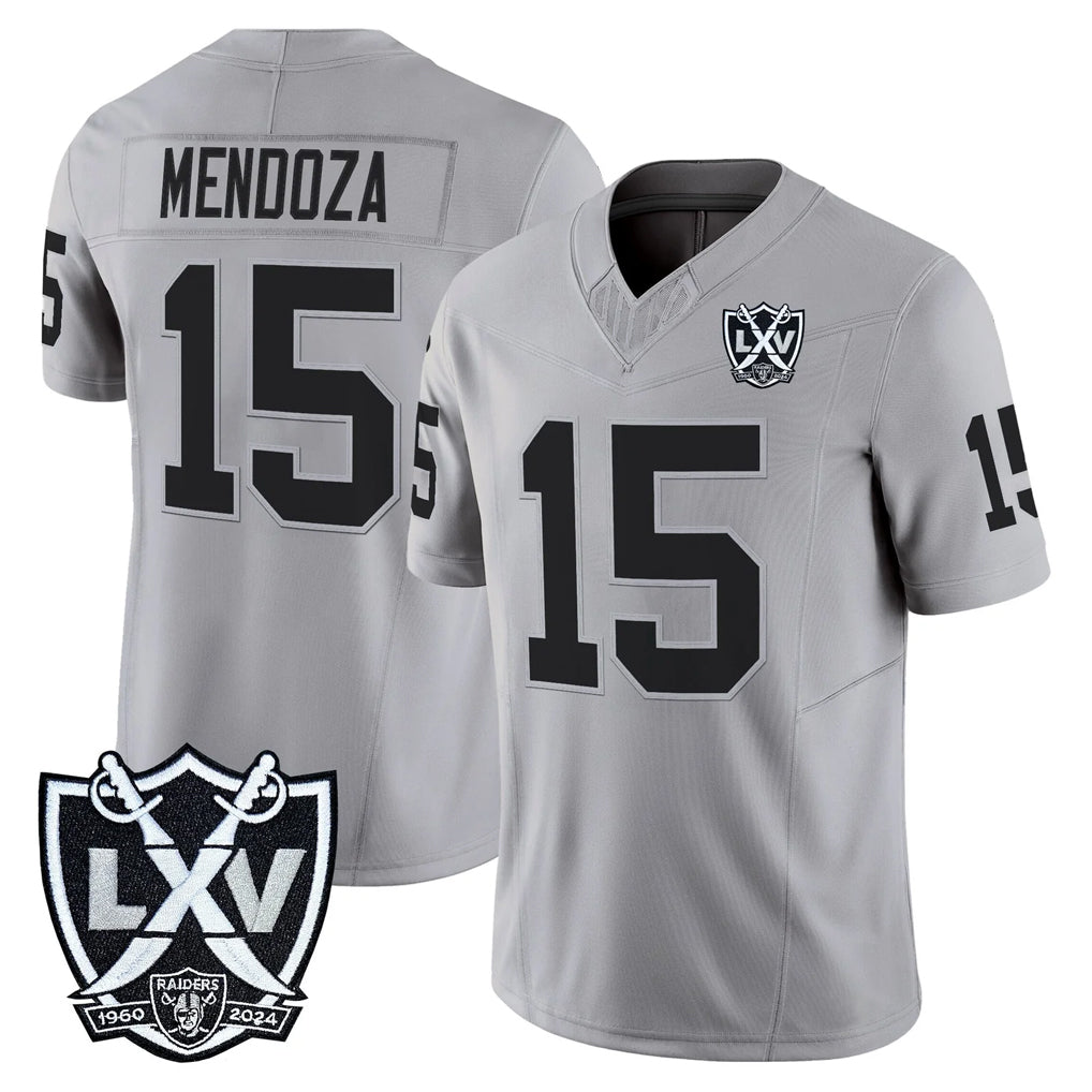 Kieara LV.Raiders #15 Fernando Mendoza Player Gray 2026 Vapor Limited Home Game Stitched Jerseys