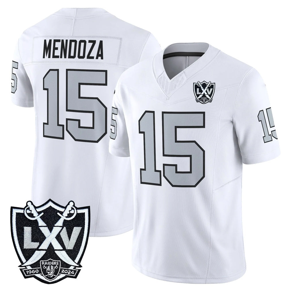 Kieara LV.Raiders #15 Fernando Mendoza Player White 2026 Vapor Limited Home Game Stitched Jerseys