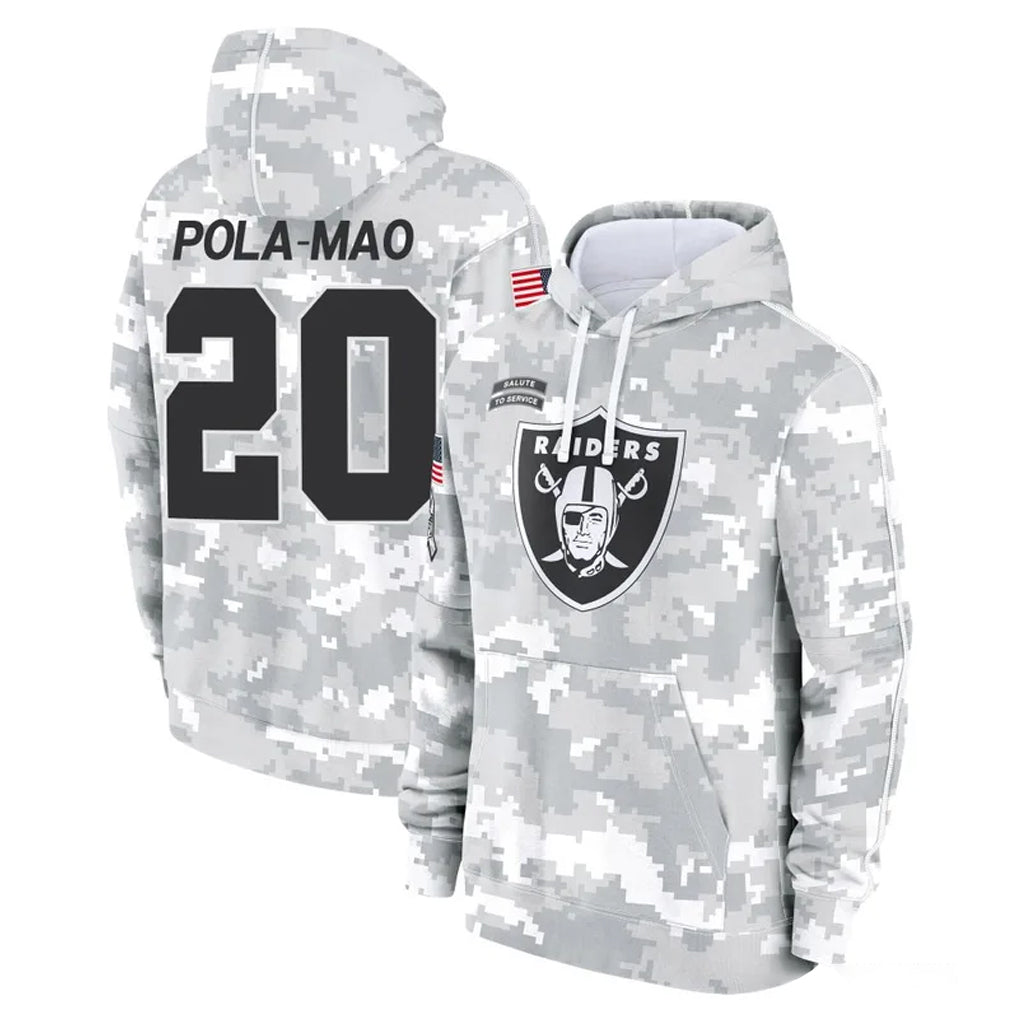 Kieara LV.Raiders #20 Isaiah Pola-Mao Player Arctic Camo Salute to Service Hoodies Limited Game Stitched Jerseys