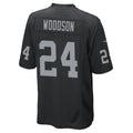 Kieara LV.Raiders #24 Charles Woodson Player Black Home Game Stitched Jerseys