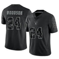 Kieara LV.Raiders #24 Charles Woodson Player RFLCTV Limited Black Stitched Jerseys