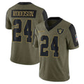 Kieara LV.Raiders #24 Charles Woodson Player Salute To Service Olive Stitched Jerseys