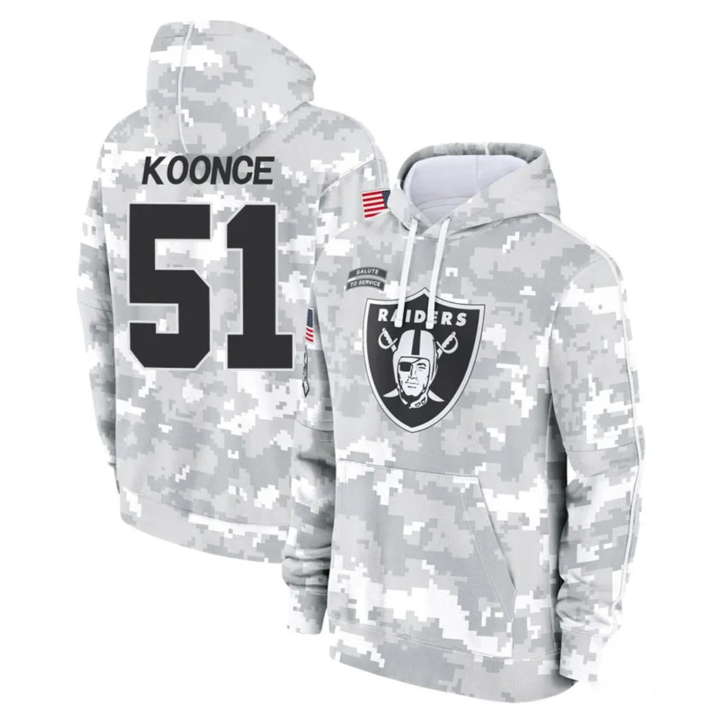 Kieara LV.Raiders #51 Malcolm Koonce Player Arctic Camo Salute to Service Hoodies Limited Game Stitched Jerseys