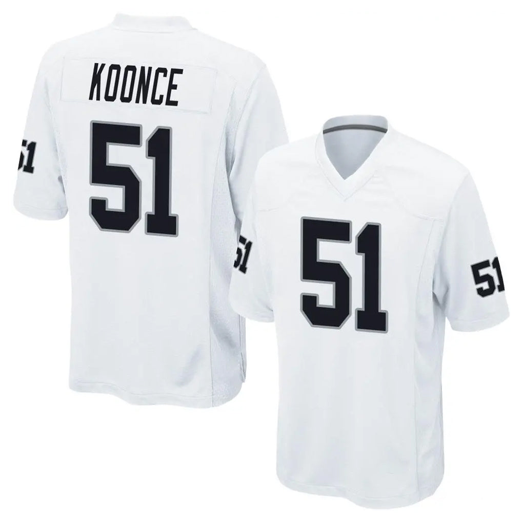 Kieara LV.Raiders #51 Malcolm Koonce Player White Home Game Stitched Jerseys
