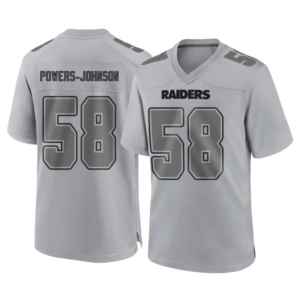 Kieara LV.Raiders #58 Jackson Powers-Johnson Player Gray Atmosphere Fashion Limited Game Stitched Jerseys