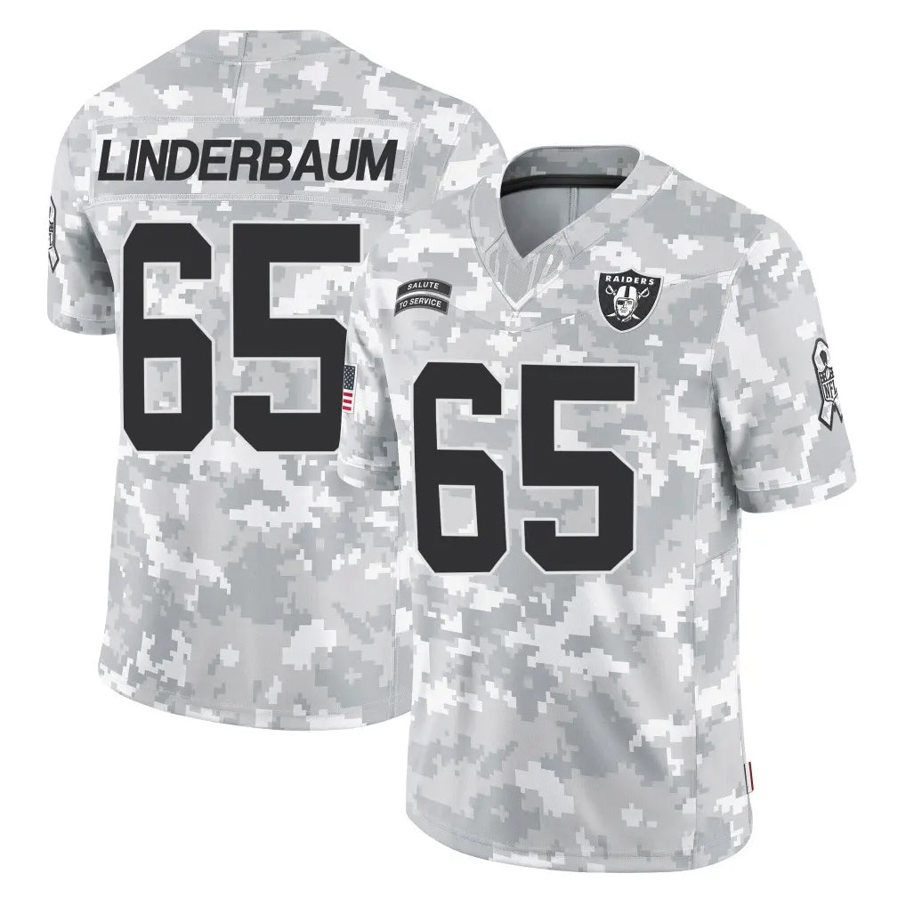 Kieara LV.Raiders #65 Tyler Linderbaum Player Arctic Camo Salute To Service Limited Game Stitched Jerseys