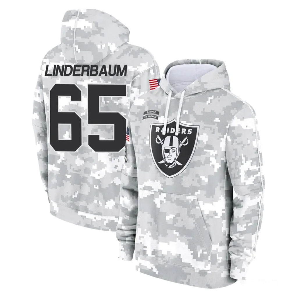 Kieara LV.Raiders #65 Tyler Linderbaum Player Arctic Camo Salute to Service Hoodies Limited Game Stitched Jerseys
