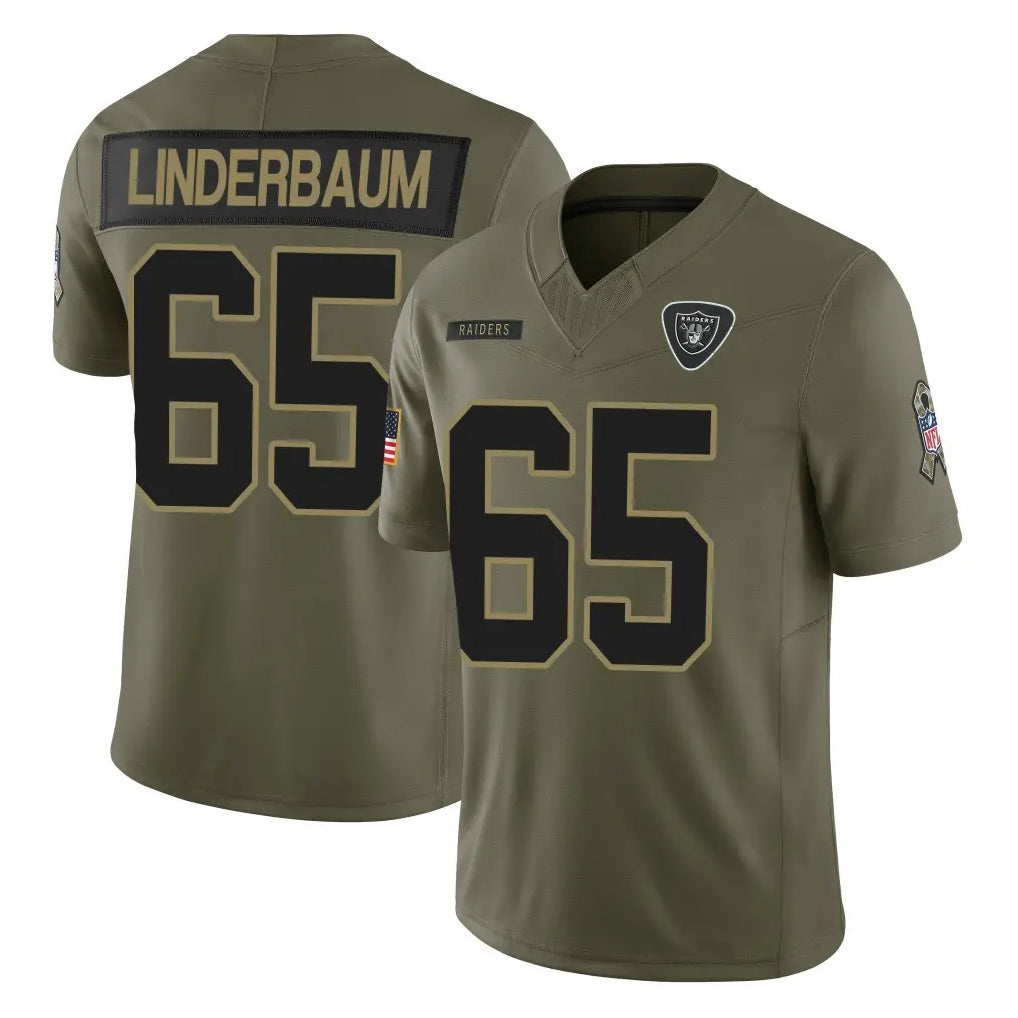 Kieara LV.Raiders #65 Tyler Linderbaum Player Olive 2025 Salute To Service Limited Game Stitched Jerseys