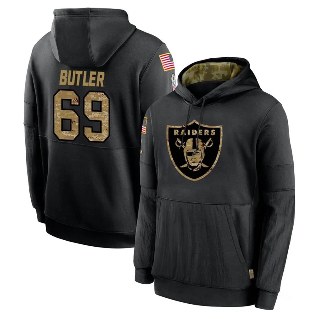 Kieara LV.Raiders #69 Adam Butler Player Black Salute to Service Hoodies Limited Game Stitched Jerseys