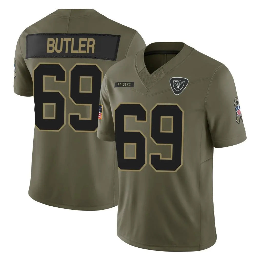 Kieara LV.Raiders #69 Adam Butler Player Olive 2025 Salute To Service Limited Game Stitched Jerseys