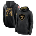Kieara LV.Raiders #74 Kolton Miller Player Black Salute to Service Hoodies Limited Game Stitched Jerseys