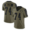 Kieara LV.Raiders #74 Kolton Miller Player Olive Salute To Service Limited Game Stitched Jerseys