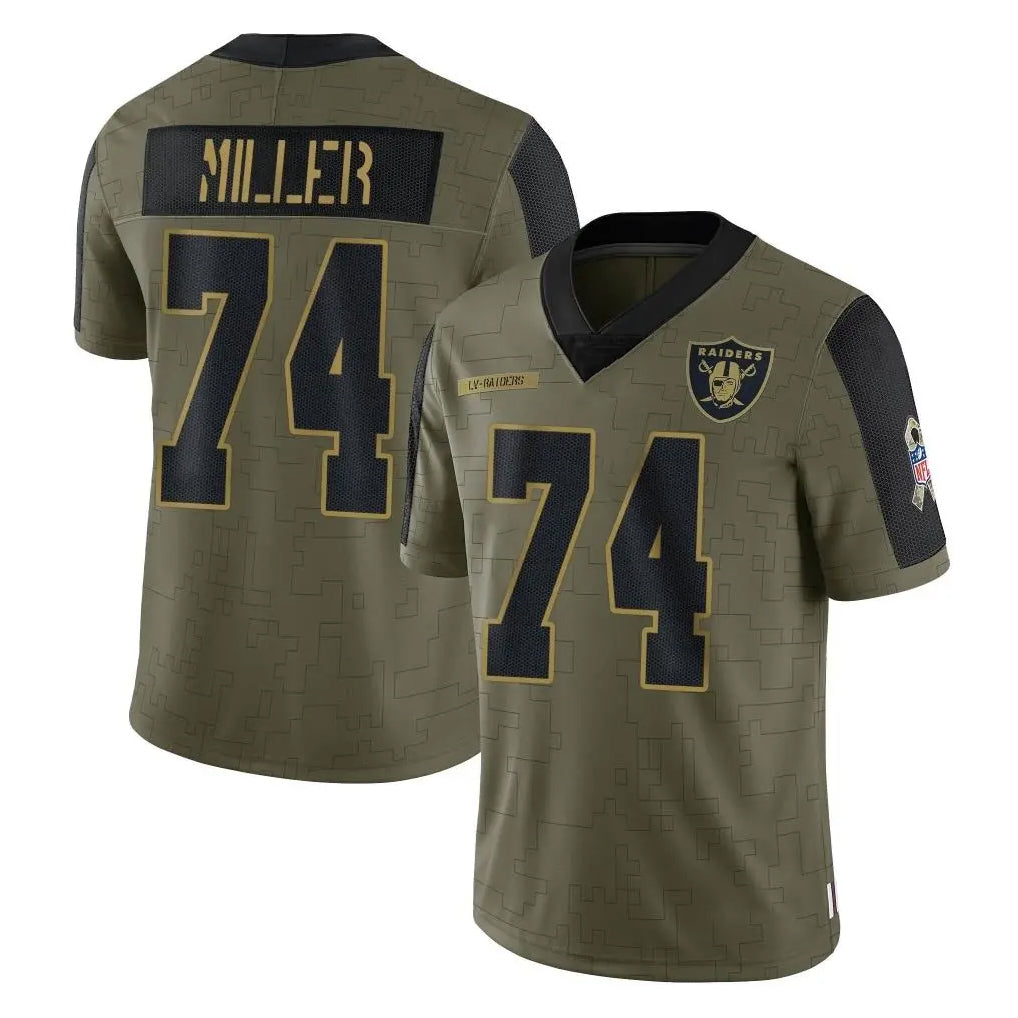 Kieara LV.Raiders #74 Kolton Miller Player Olive Salute To Service Limited Game Stitched Jerseys