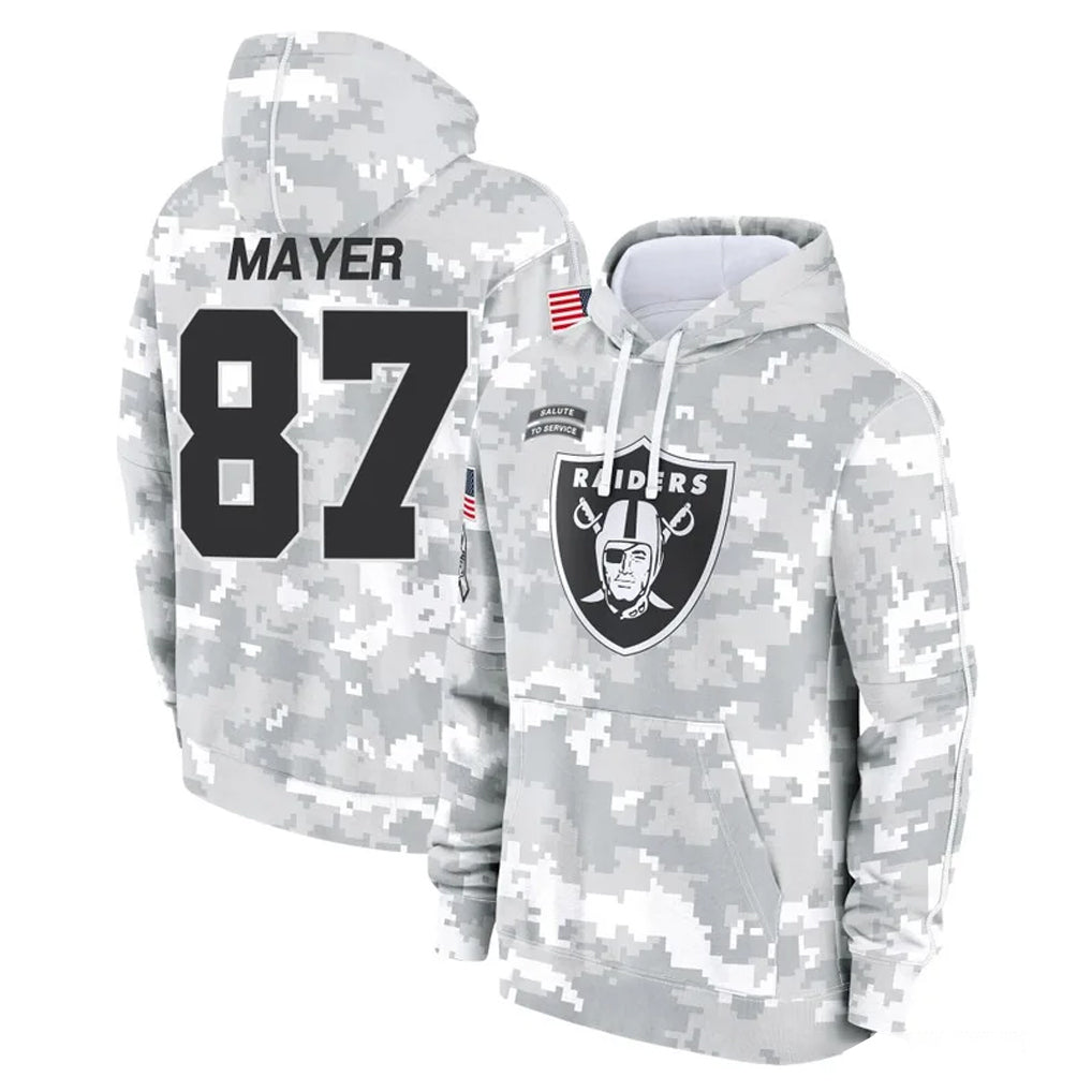 Kieara LV.Raiders #87 Michael Mayer Player Arctic Camo Salute to Service Hoodies Limited Game Stitched Jerseys