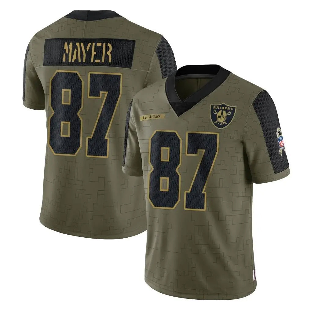 Kieara LV.Raiders #87 Michael Mayer Player Olive Salute To Service Limited Game Stitched Jerseys