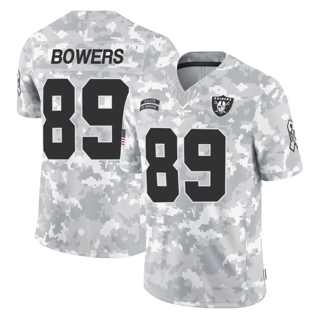 Kieara LV.Raiders #89 Brock Bowers Player Arctic Camo Salute to Service Limited  Stitched Jerseys