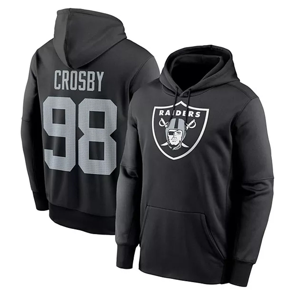 Kieara LV.Raiders #98 Maxx Crosby Player Black Salute to Service Hoodies Stitched Jerseys