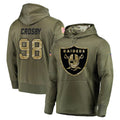 Kieara LV.Raiders #98 Maxx Crosby Player Olive Salute to Service Pullover Hoodies Home Game Stitched Jerseys