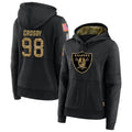 Kieara LV.Raiders #98 Maxx Crosby Player Salute to Service Black Hoodies Stitched Jerseys