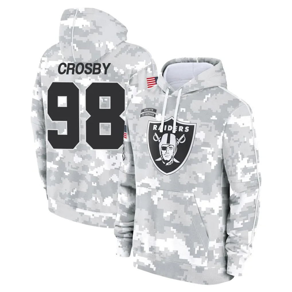 Kieara LV.Raiders #98 Maxx Crosby Player Salute to Service Hoodies Stitched Jerseys