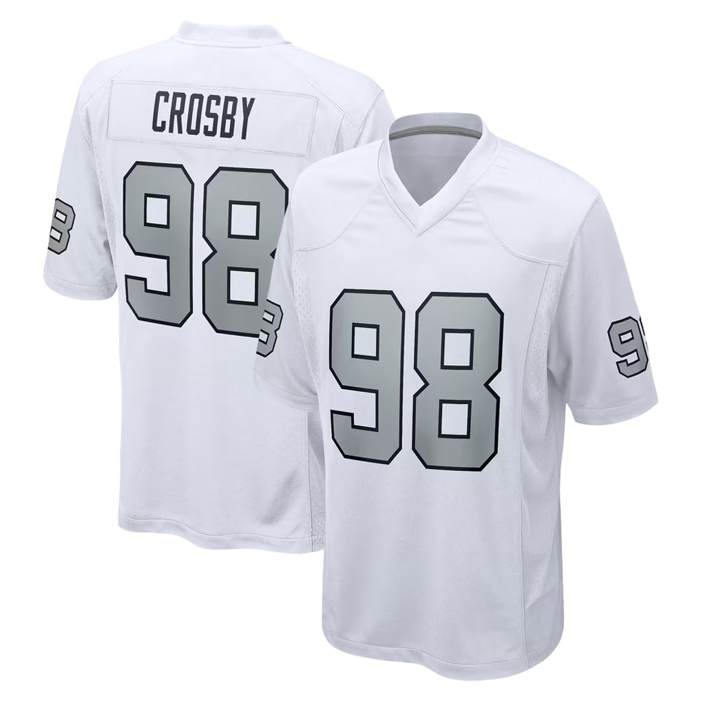Kieara LV.Raiders #98 Maxx Crosby Player White Alternate Home Game Stitched Jerseys