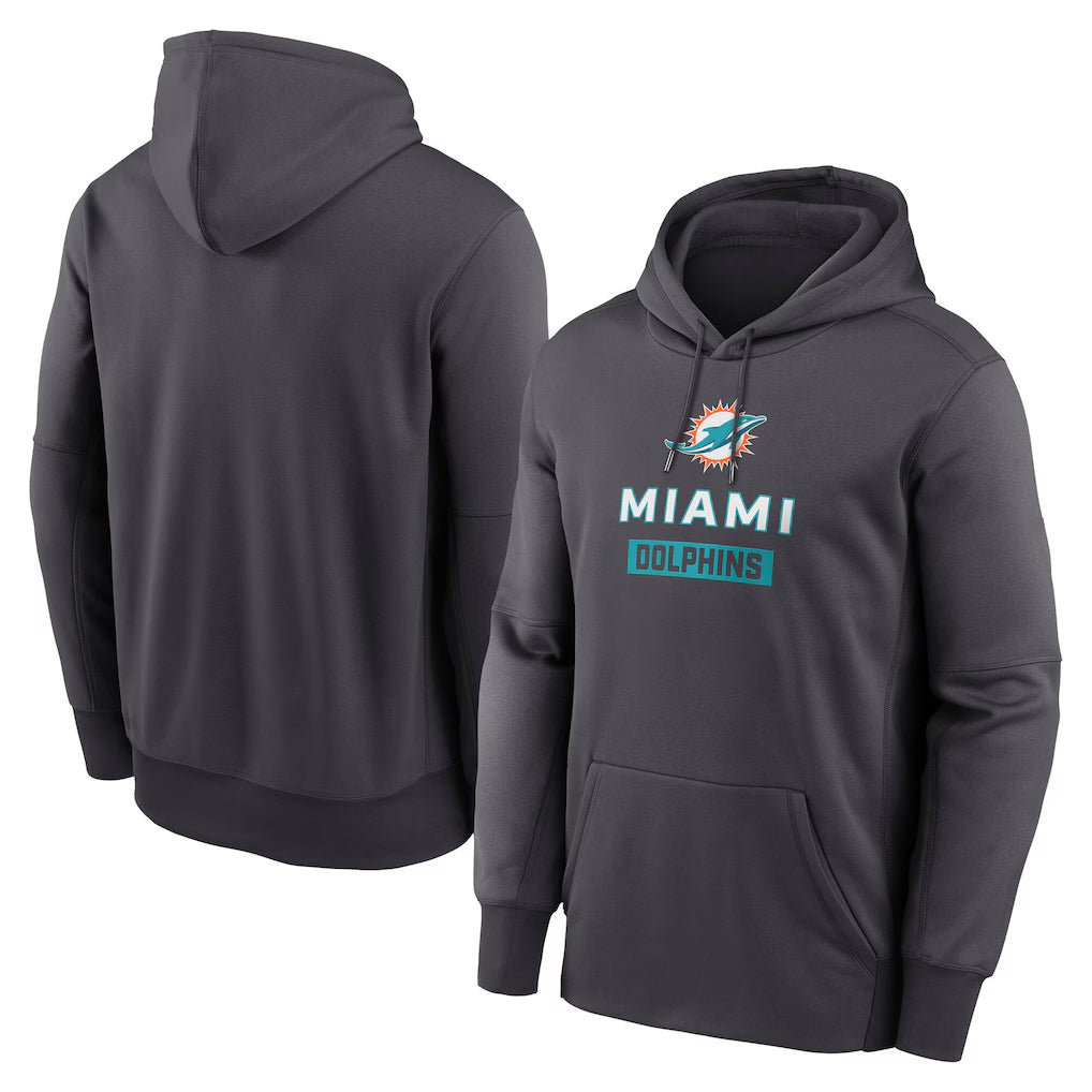 Kieara M.Dolphins Anthracite Pullover Hoodies Limited Blank Player Stitched Jerseys