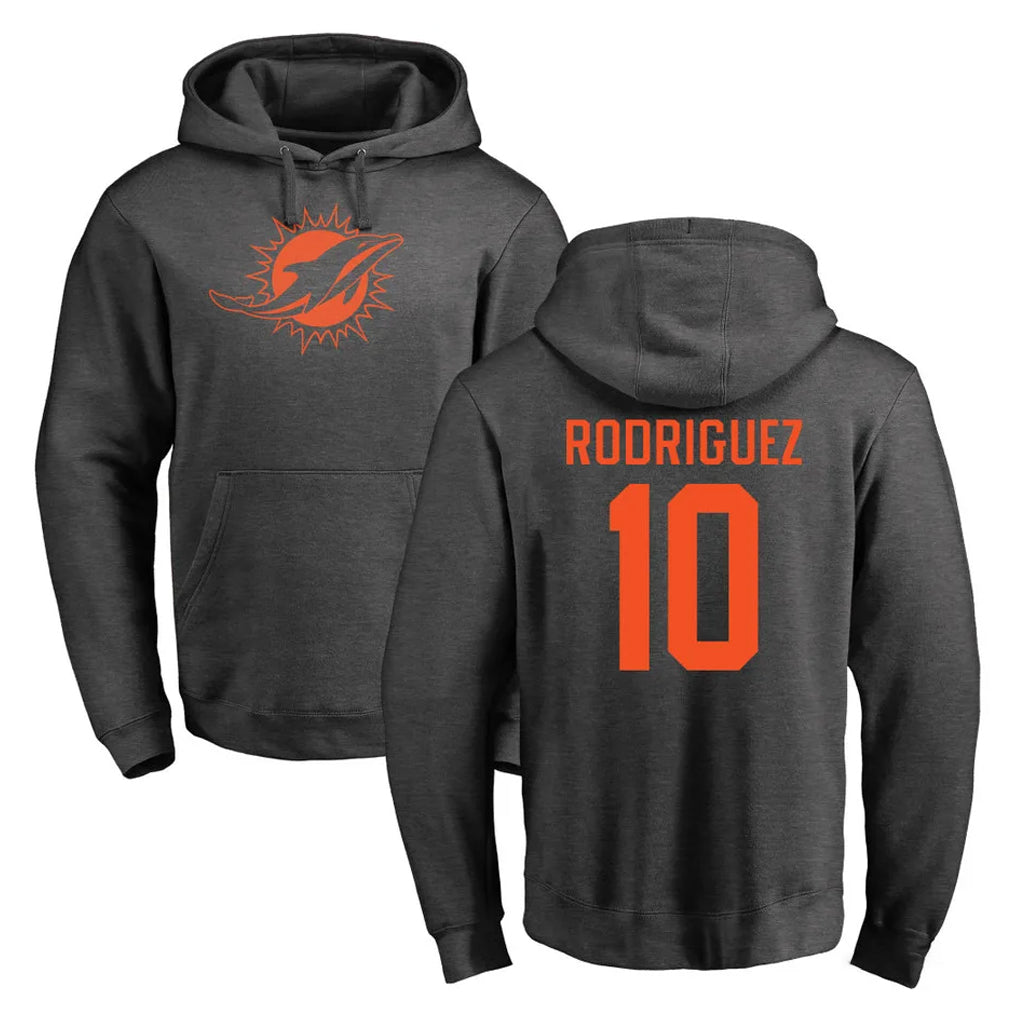 Kieara M.Dolphins #10 Jacob Rodriguez Player Darkgray Pullover Hoodies Limited Stitched Jerseys