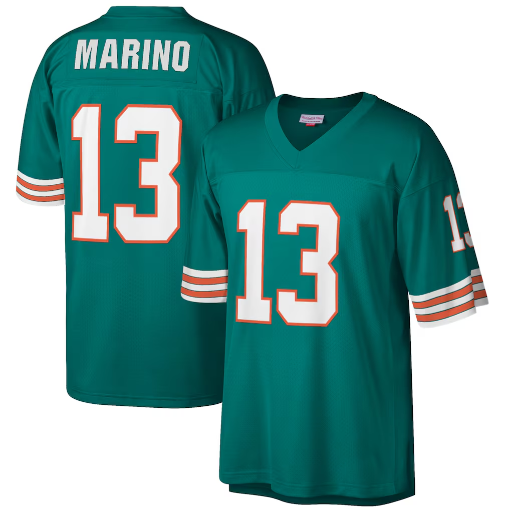 Kieara M.Dolphins #13 Dan Marino Mitchell & Ness Aqua Big & Tall 1984 Retired Player Replica Stitched Jerseys