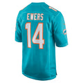 Kieara M.Dolphins #14 Quinn Ewers Player Aqua Home Game Stitched Jerseys
