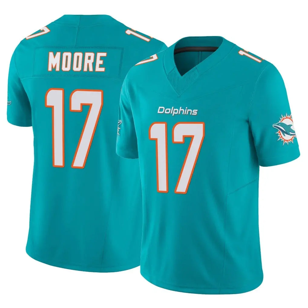 Kieara M.Dolphins #17 Trey Moore Player Aqua Limited Vapor F.U.S.E. Home Game Stitched Jerseys