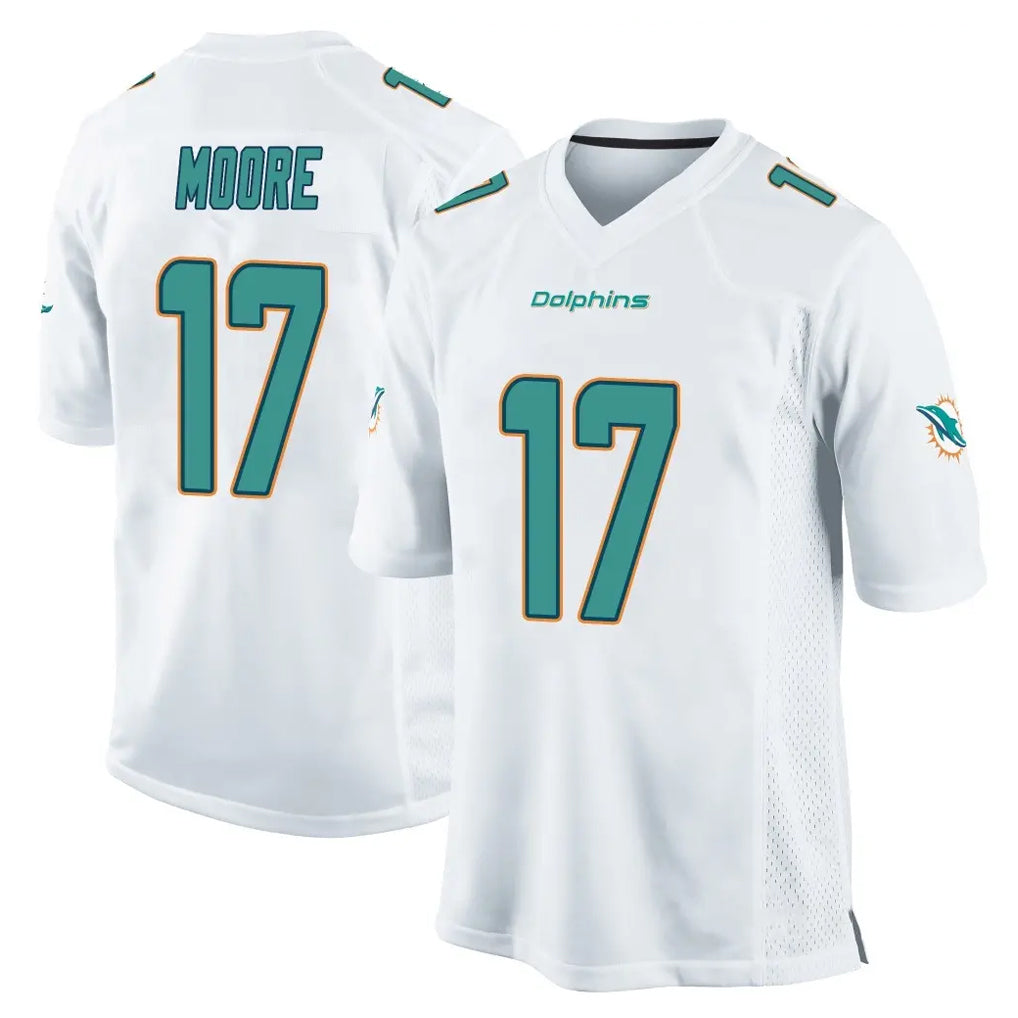 Kieara M.Dolphins #17 Trey Moore Player White Home Game Stitched Jerseys