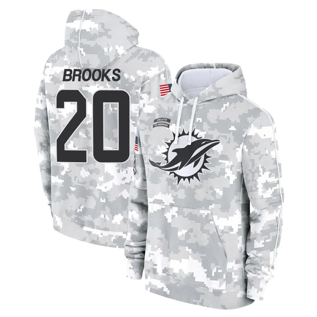 Kieara M.Dolphins #20 Jordyn Brooks Player Arctic Camo Salute to Service Hoodies Limited Game Stitched Jerseys