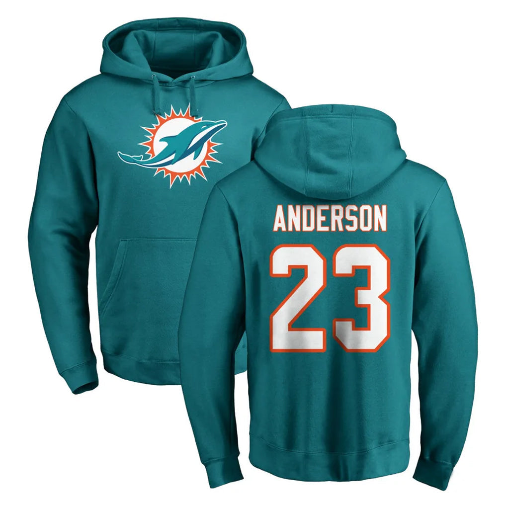 Kieara M.Dolphins #23 Zayne Anderson Player Aqua LOGO Pullover Hoodies Limited Stitched Jerseys