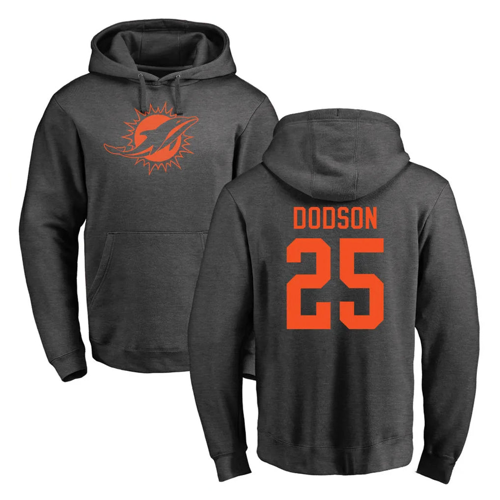 Kieara M.Dolphins #25 Tyrel Dodson Player Darkgray Pullover Hoodies Limited Stitched Jerseys