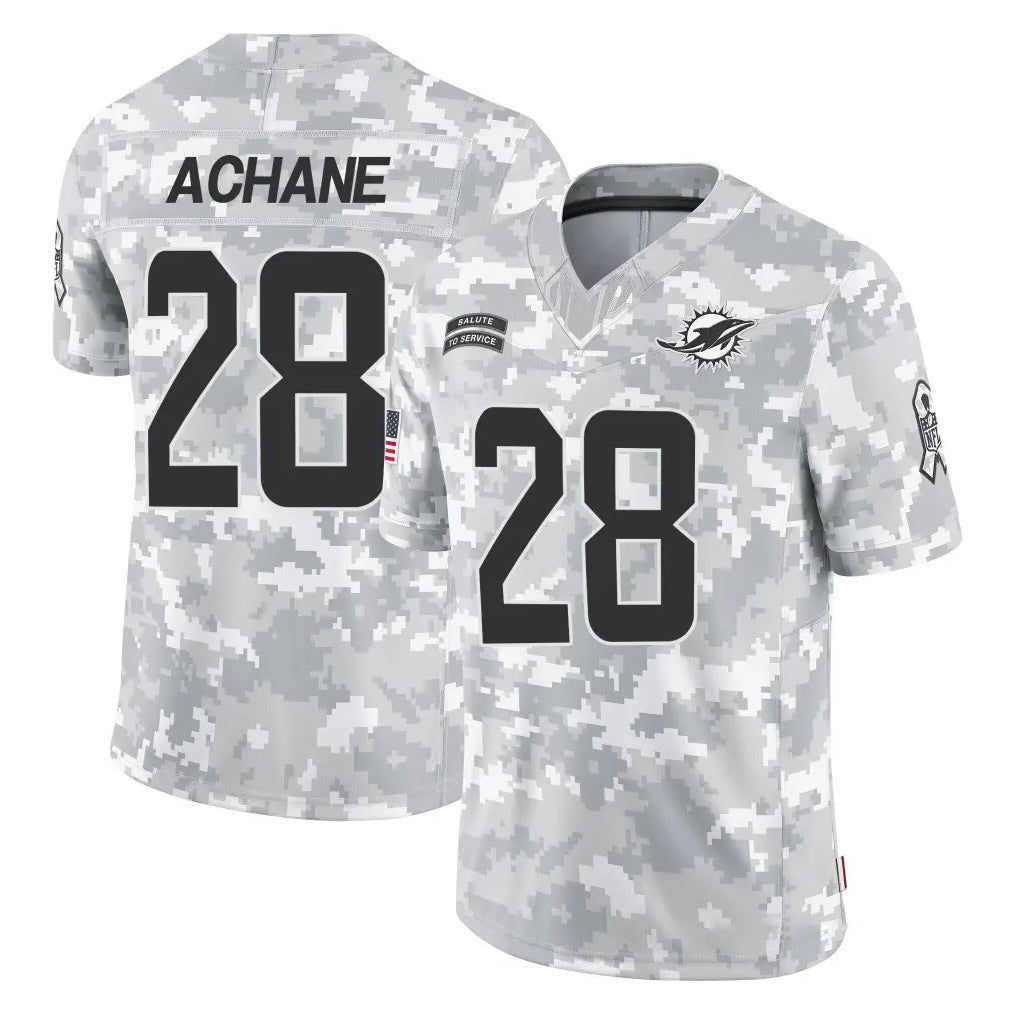 Kieara M.Dolphins #28 De'Von Achane Player Arctic Camo Salute To Service Limited Game Stitched Jerseys