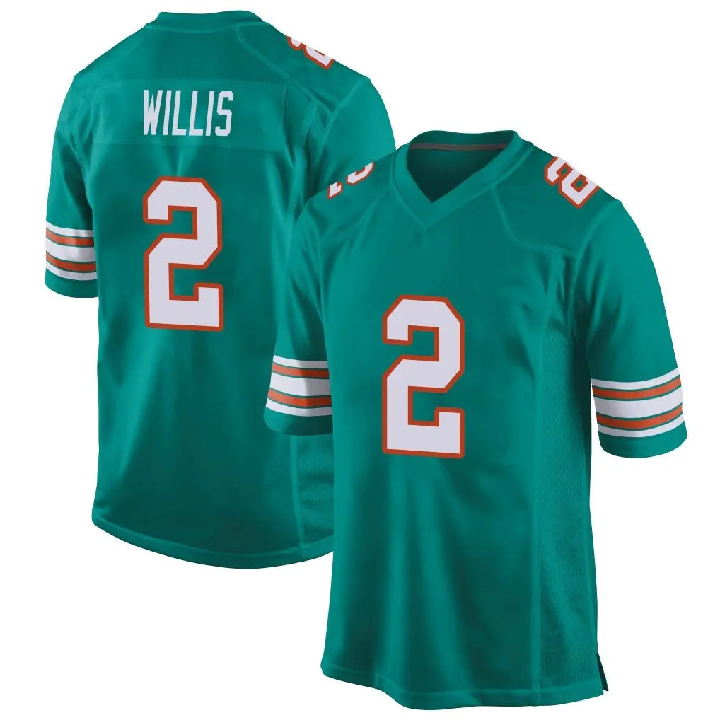 Kieara M.Dolphins #2 Malik Willis Player Aqua Alternate Home Game Stitched Jerseys