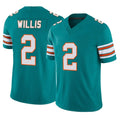 Kieara M.Dolphins #2 Malik Willis Player Aqua Limited Alternate Vapor F.U.S.E. Home Game Stitched Jerseys