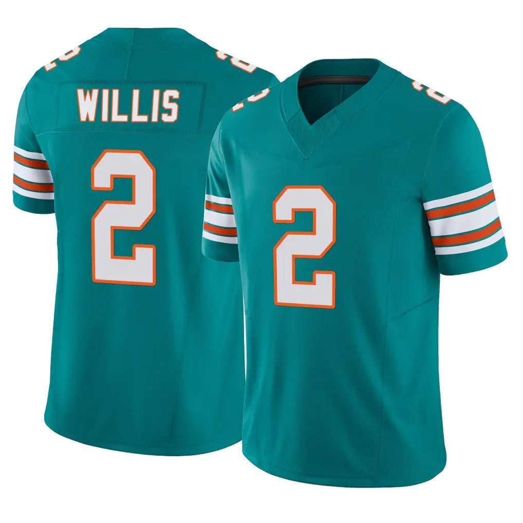 Kieara M.Dolphins #2 Malik Willis Player Aqua Limited Alternate Vapor F.U.S.E. Home Game Stitched Jerseys