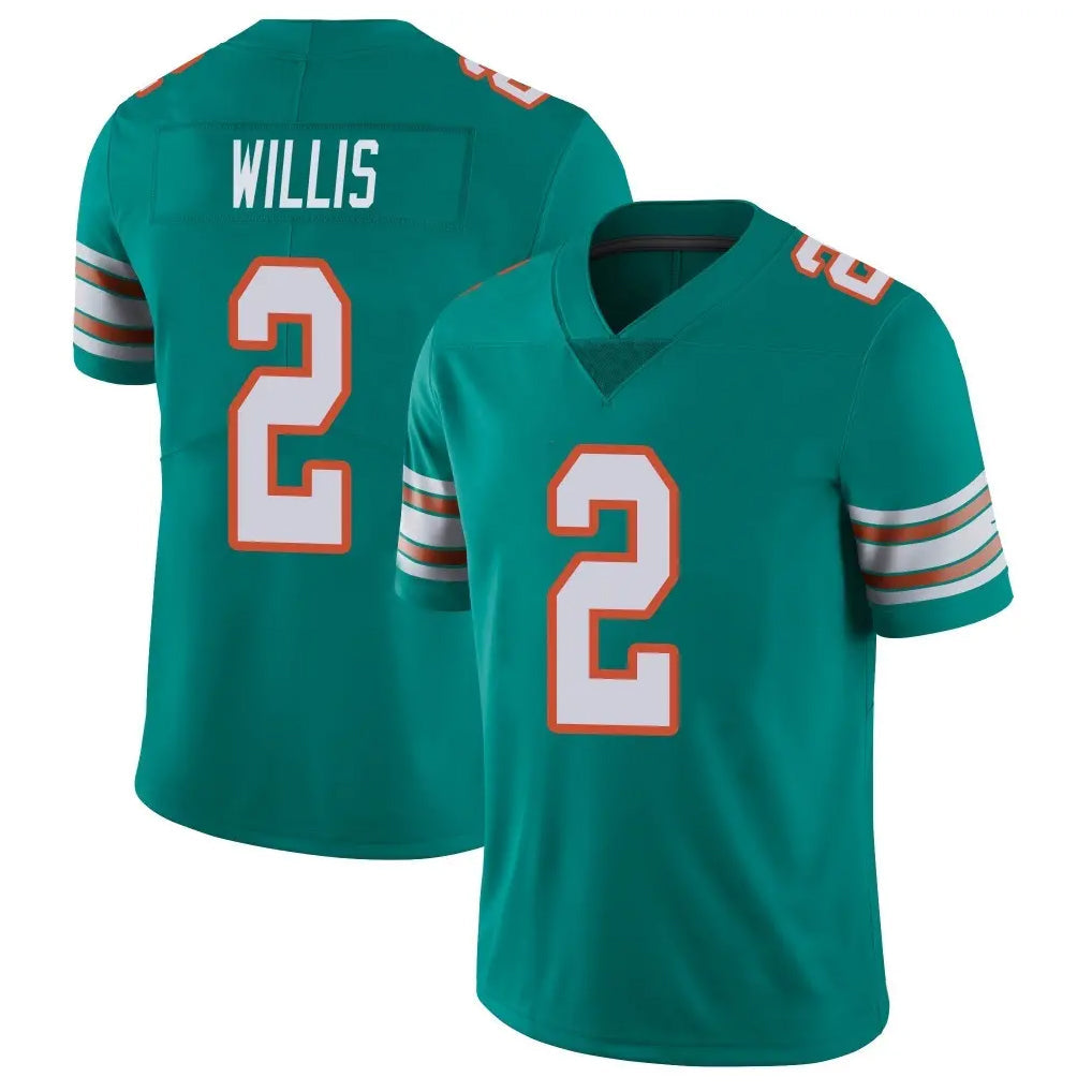 Kieara M.Dolphins #2 Malik Willis Player Aqua Limited Alternate Vapor Untouchable Home Game Stitched Jerseys