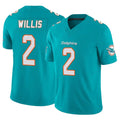 Kieara M.Dolphins #2 Malik Willis Player Aqua Limited Vapor F.U.S.E. Home Game Stitched Jerseys