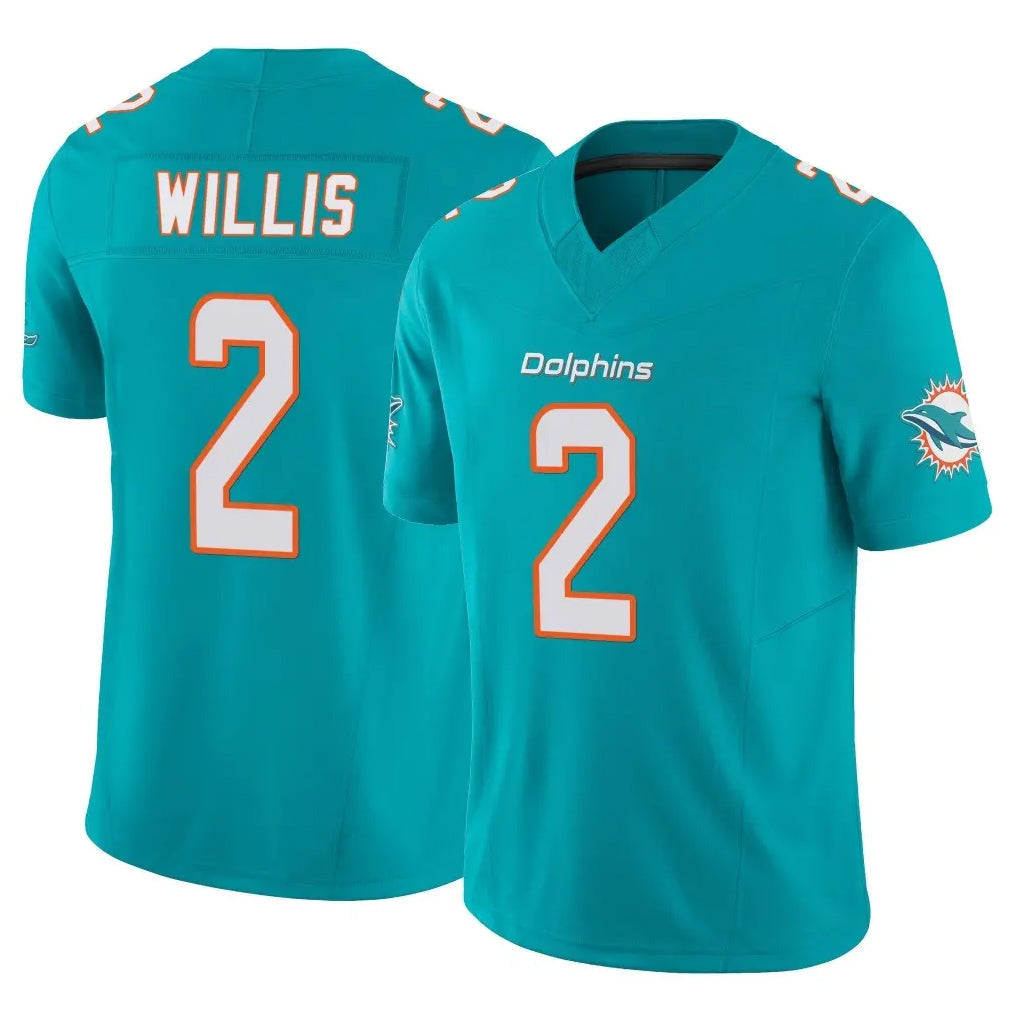 Kieara M.Dolphins #2 Malik Willis Player Aqua Limited Vapor F.U.S.E. Home Game Stitched Jerseys