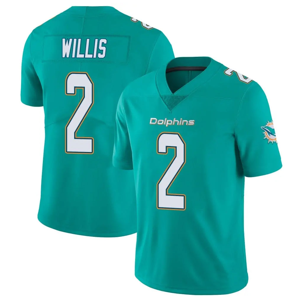 Kieara M.Dolphins #2 Malik Willis Player Aqua Limited Vapor Untouchable Home Game Stitched Jerseys