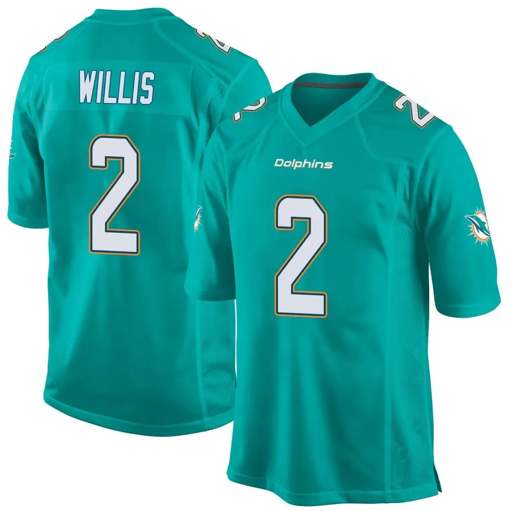Kieara M.Dolphins #2 Malik Willis Player Aqua Team Color Home Game Stitched Jerseys