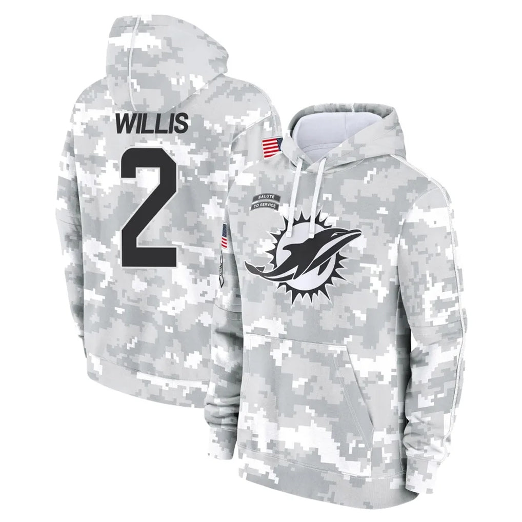 Kieara M.Dolphins #2 Malik Willis Player Arctic Camo Salute to Service Hoodies Limited Game Stitched Jerseys
